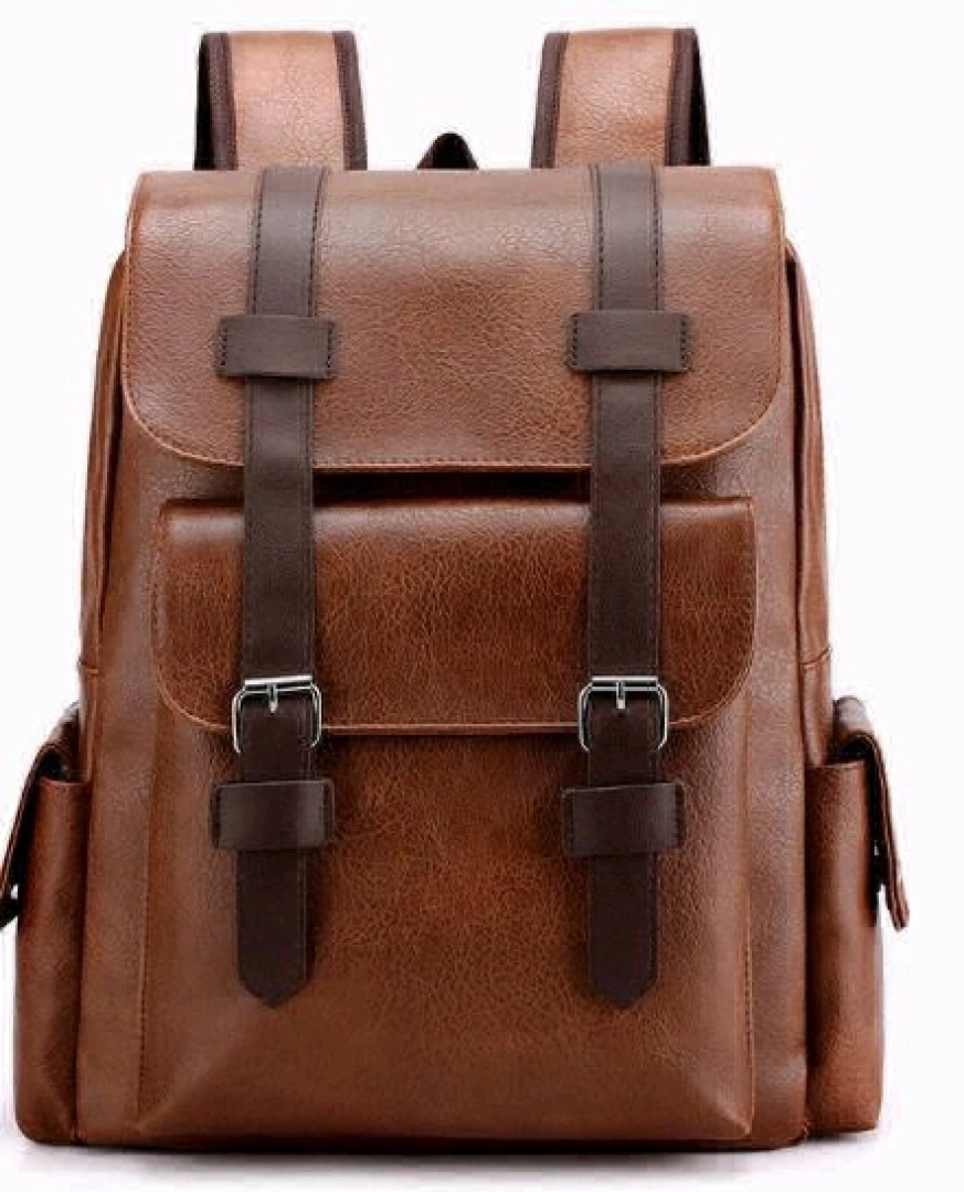 Brown Leather Laptop Camera Backpack thumbnail 3