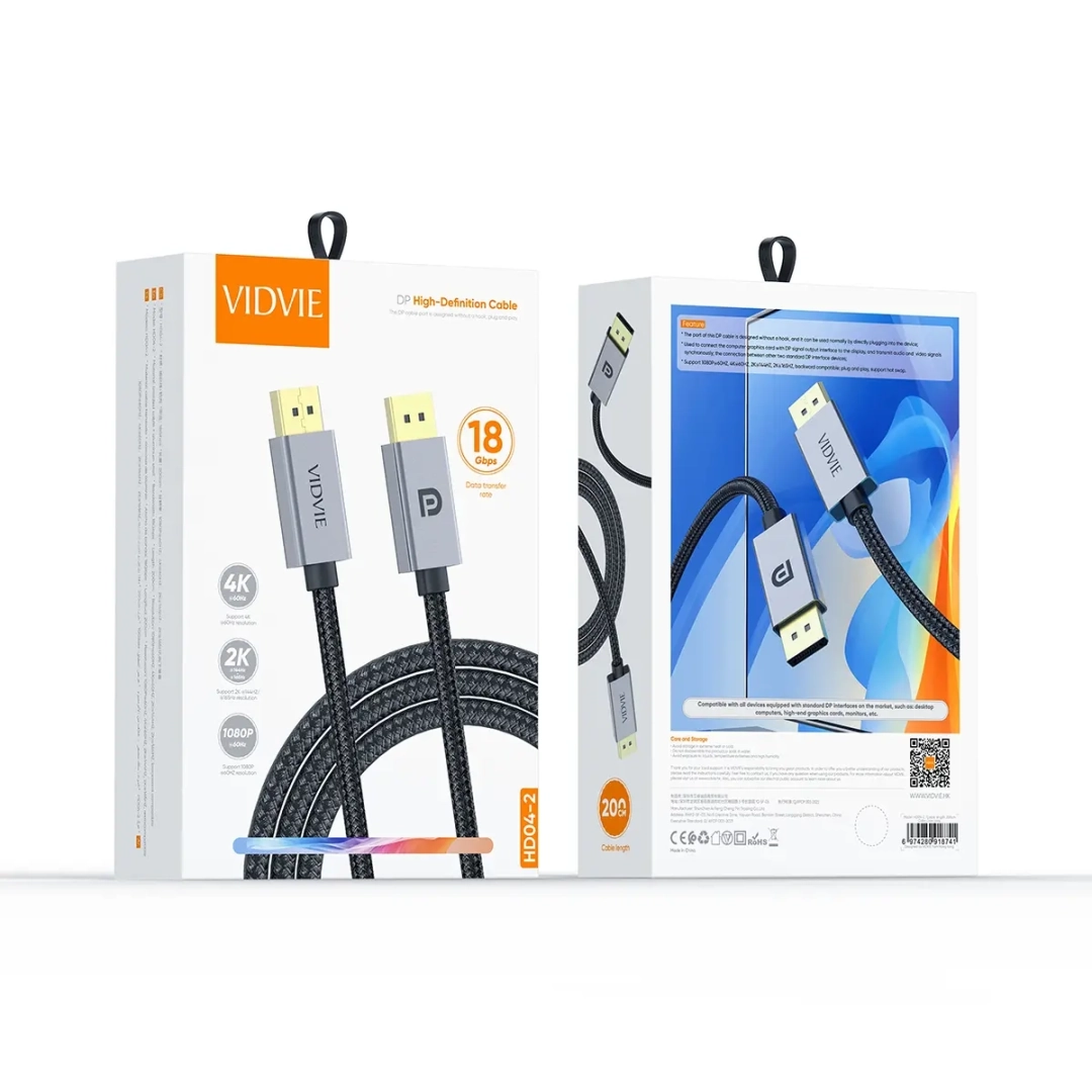 VIDVIE HD04-2 DisplayPort Cable 4K 2M