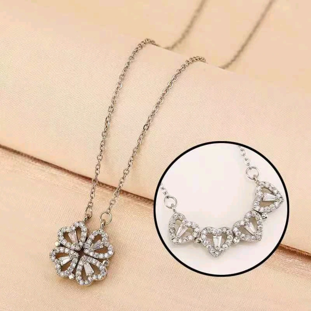 Silver Convertible Four-Leaf Clover Necklace
