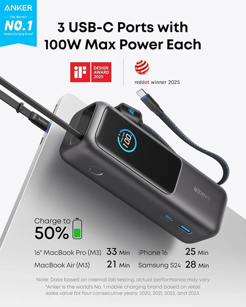 Anker 165W Laptop Power Bank 25,000 mAh (A1695) thumbnail 2