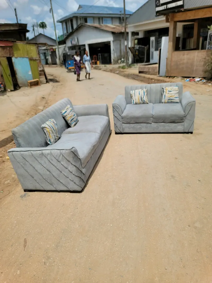 Grey Spring Velvet Sofa Set (3+2)