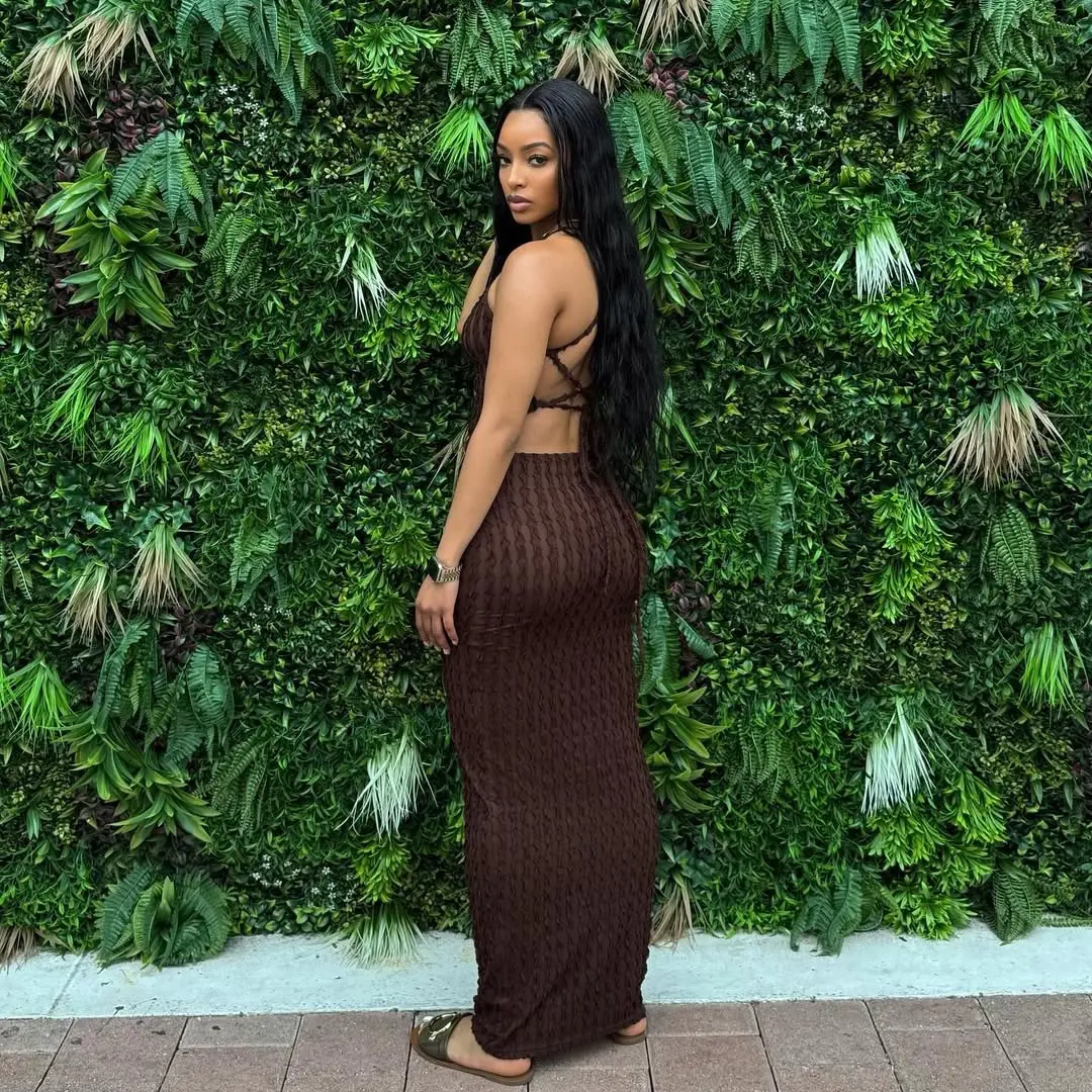 Sheer Brown Maxi Dress