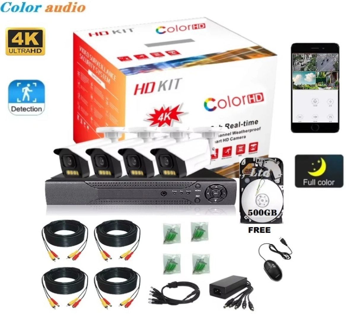 4-Channel AHD ColourVu CCTV Surveillance Kit
