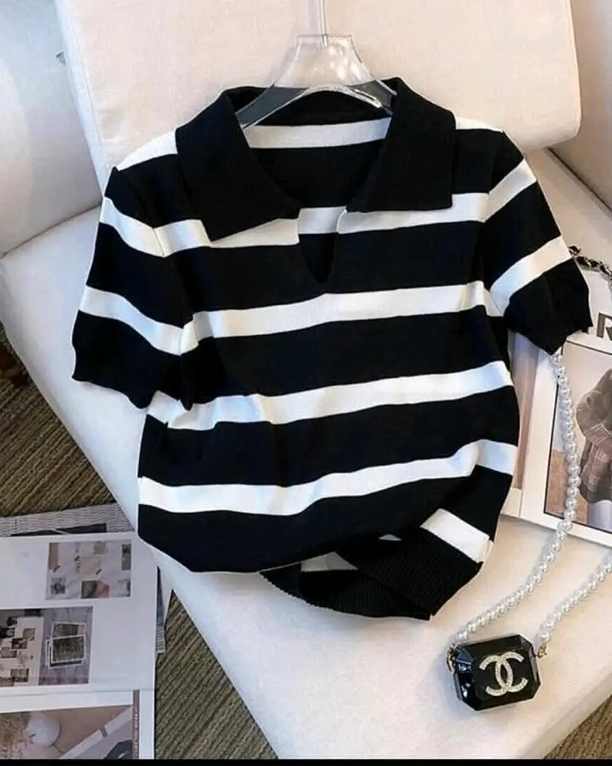 Women's Striped Polo Blouses thumbnail 2
