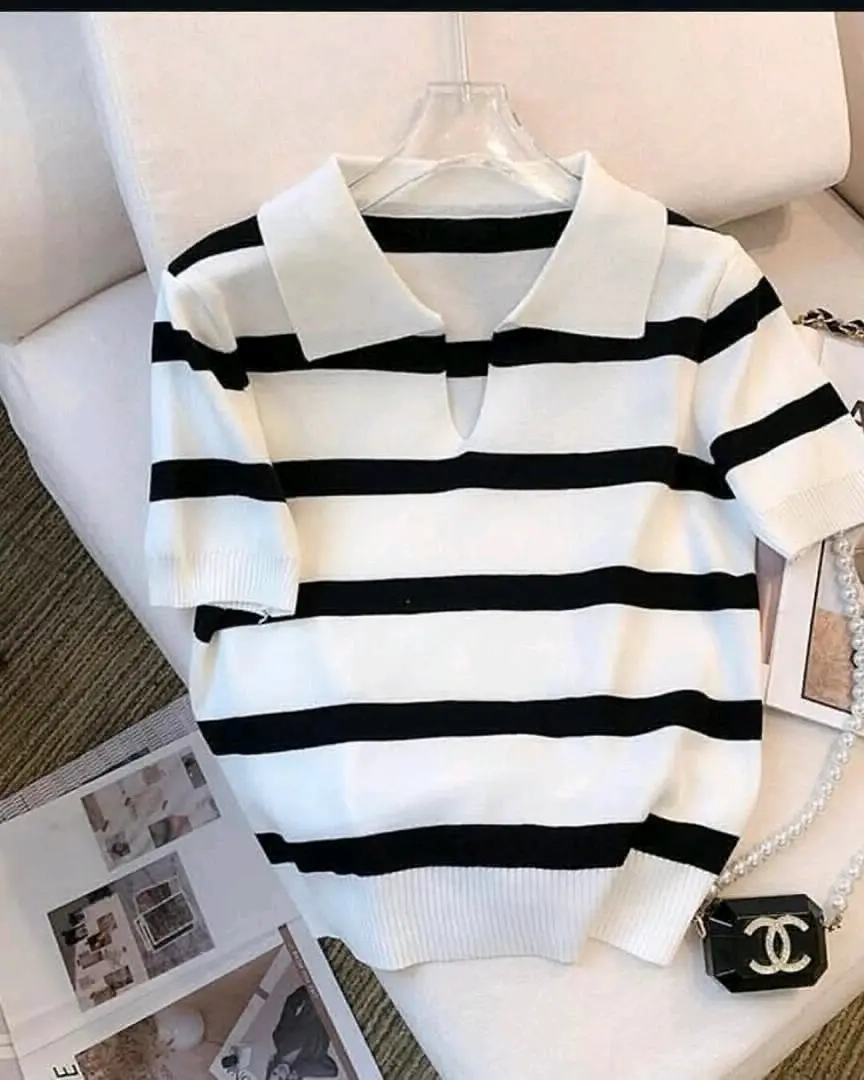 Women's Striped Polo Blouses thumbnail 4