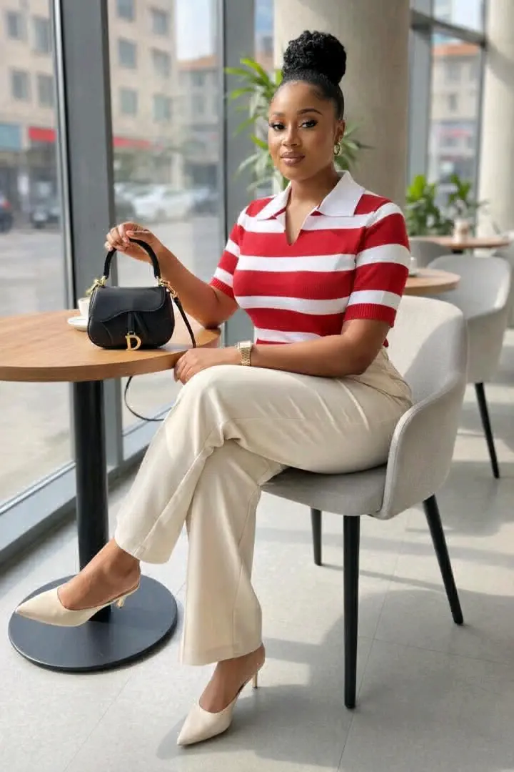 Women's Striped Polo Blouses thumbnail 5