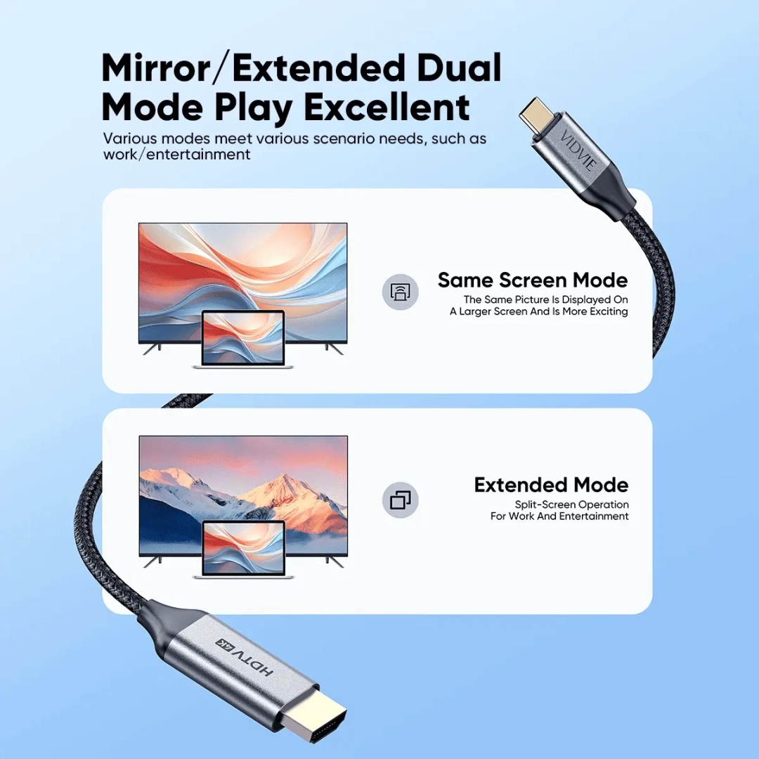 Vidvie Type-C to HDMI 4K Cable (2M) thumbnail 3