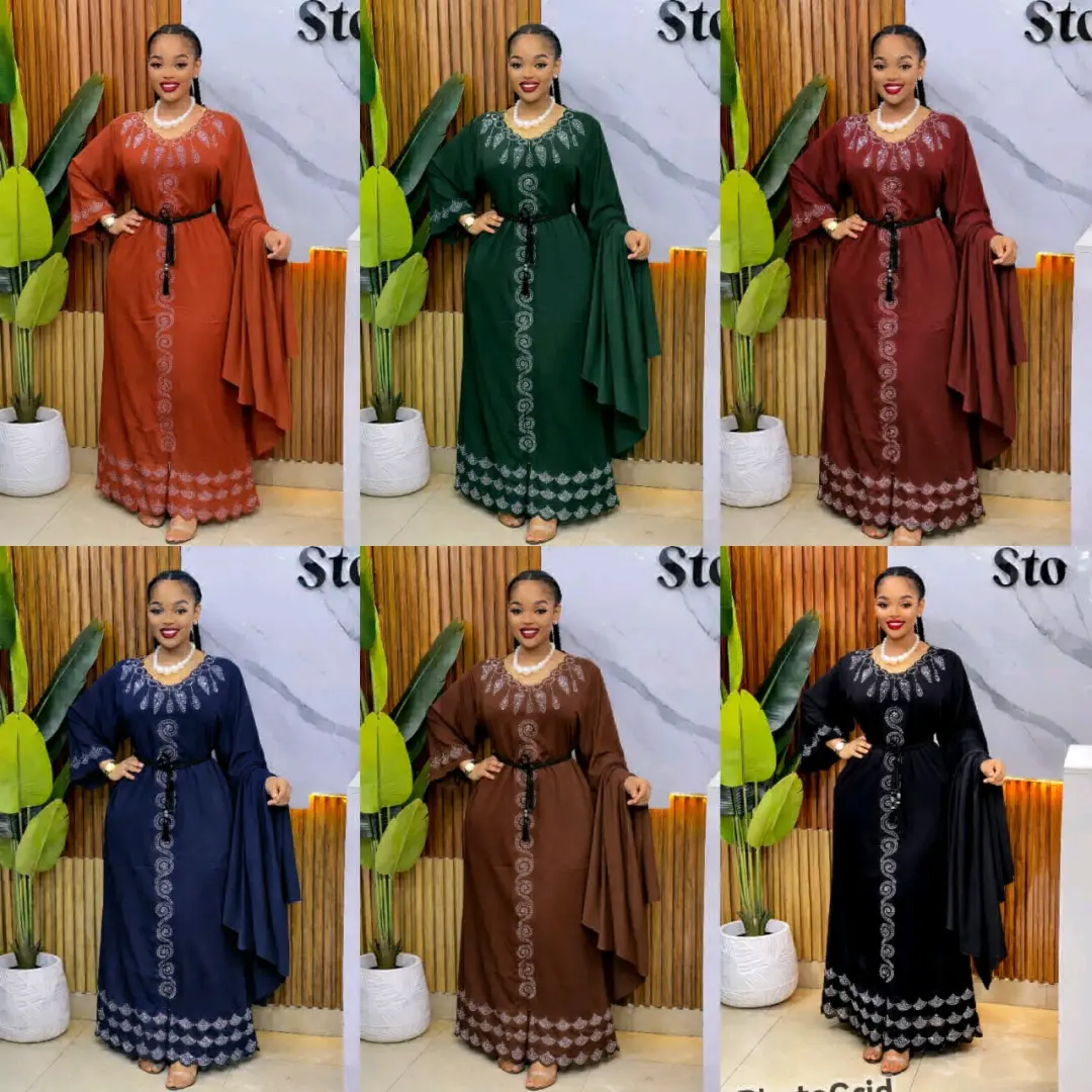 Abaya Dress Brown na Embroidery thumbnail 7