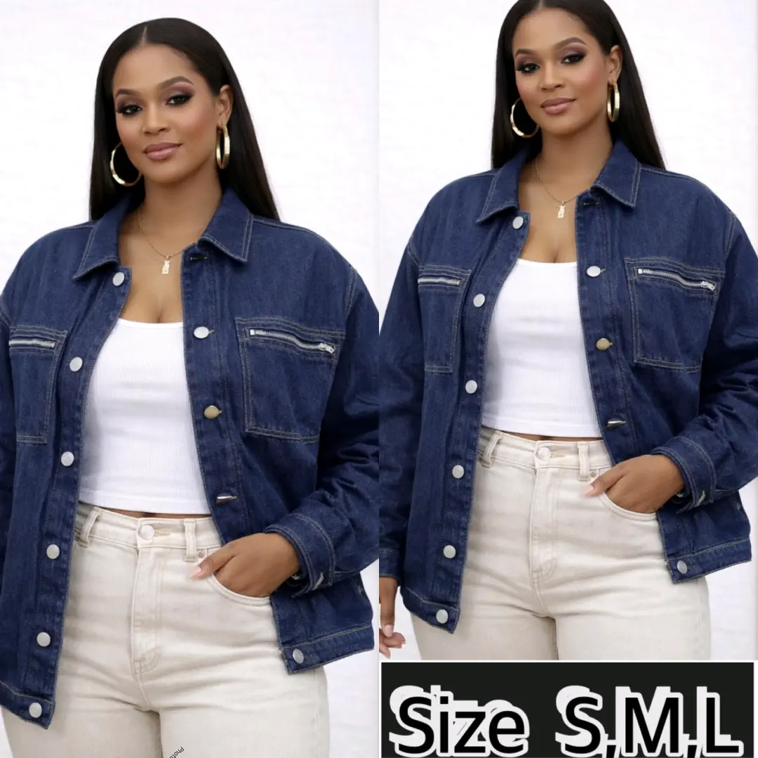 Koti Kali ya Jeans (Dark Blue Denim Jacket)
