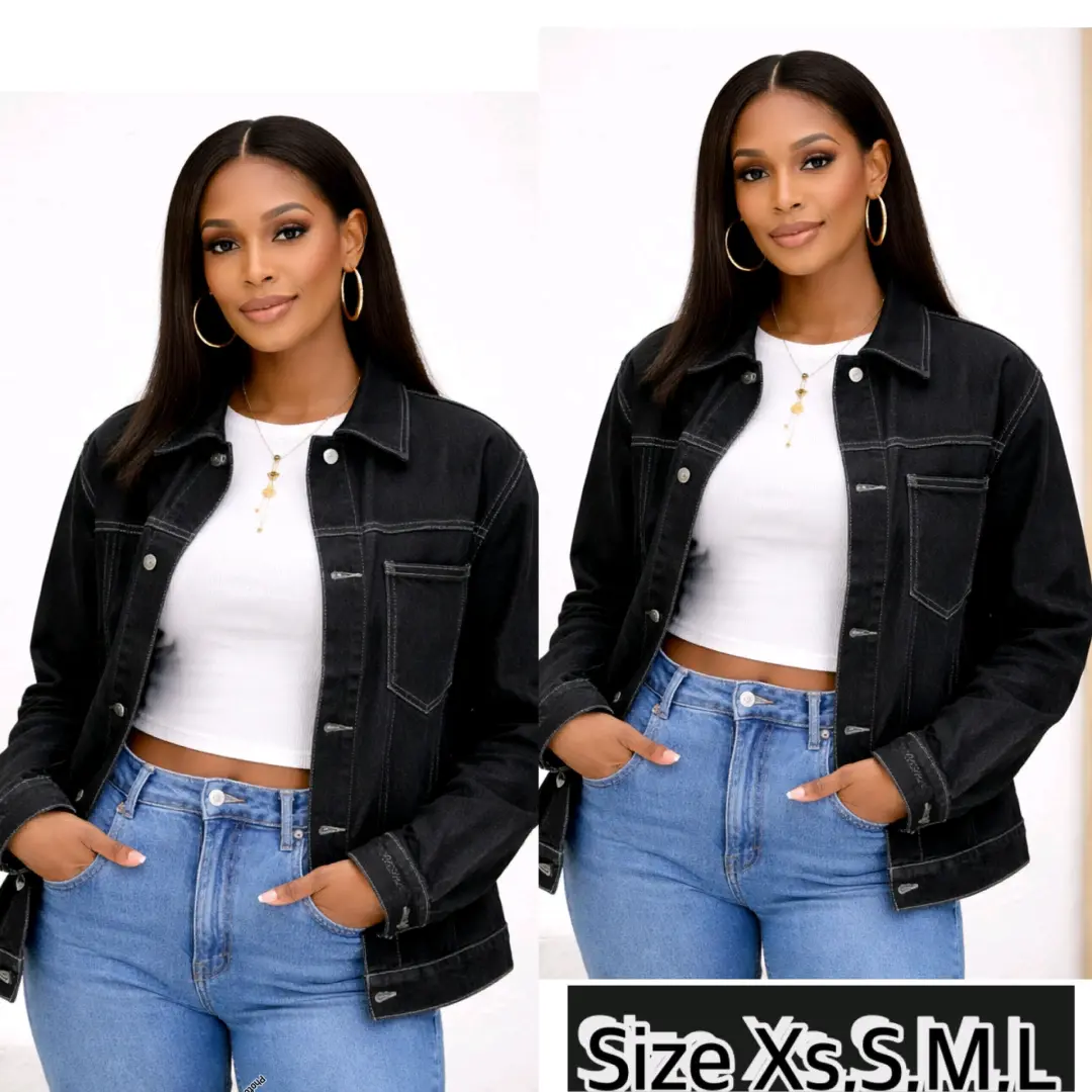 Koti Kali ya Jeans (Dark Blue Denim Jacket) thumbnail 2