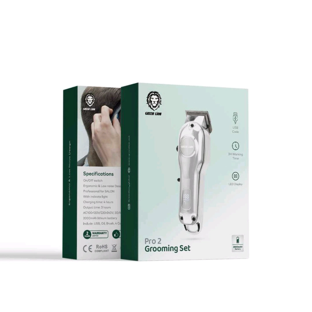 Green Lion Pro 2 Grooming Set - Silver 2000mAh