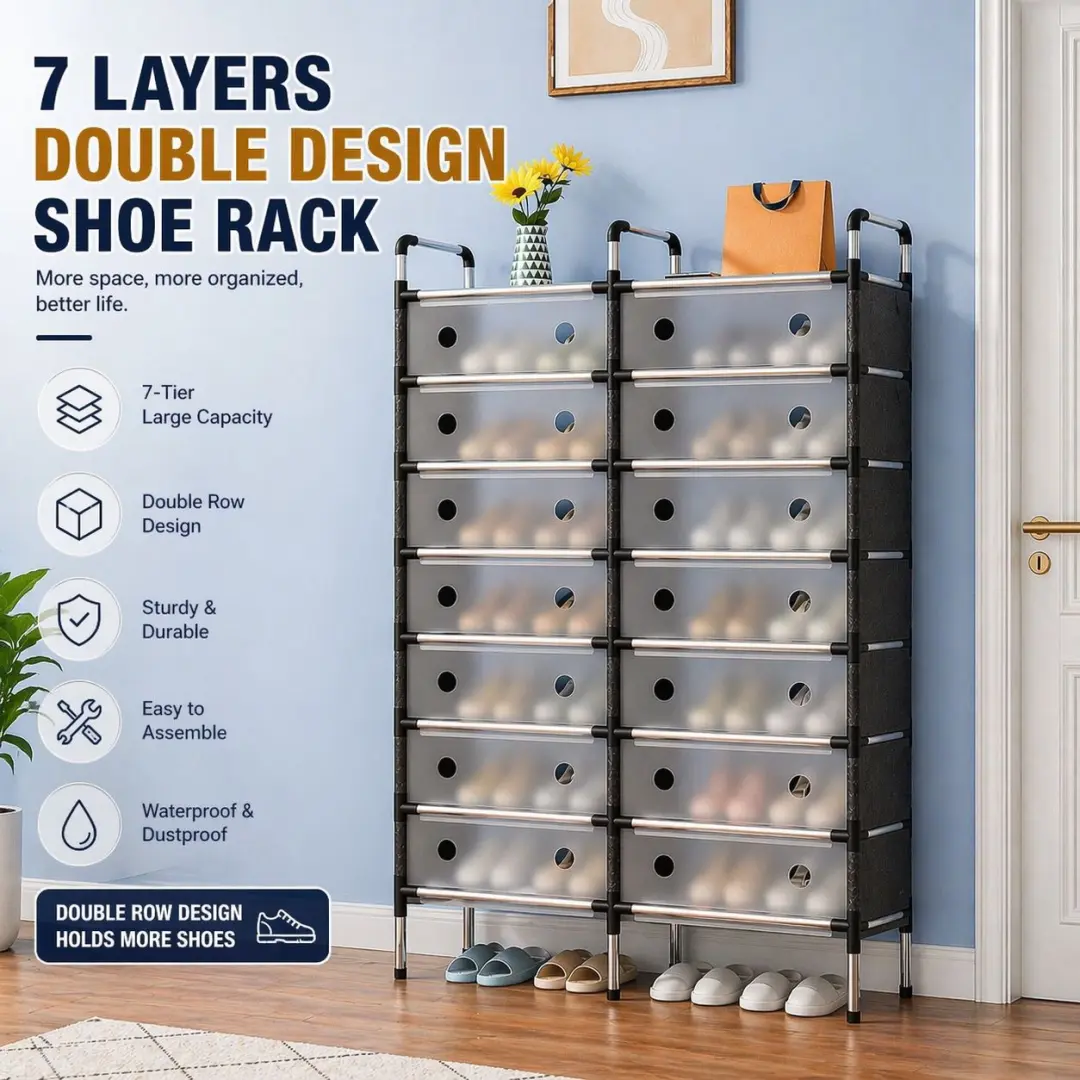 7-Layer Double Row Shoe Rack thumbnail 4