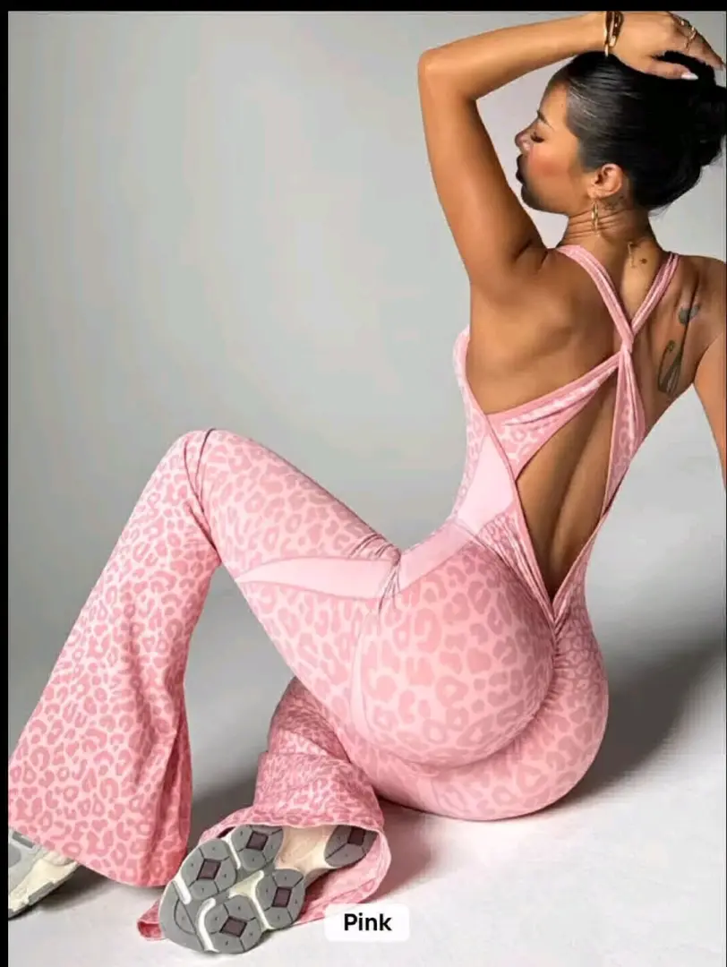 Women's Leopard Print Flared Jumpsuit thumbnail 3