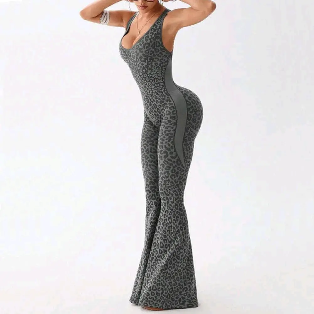 Women's Leopard Print Flared Jumpsuit thumbnail 4