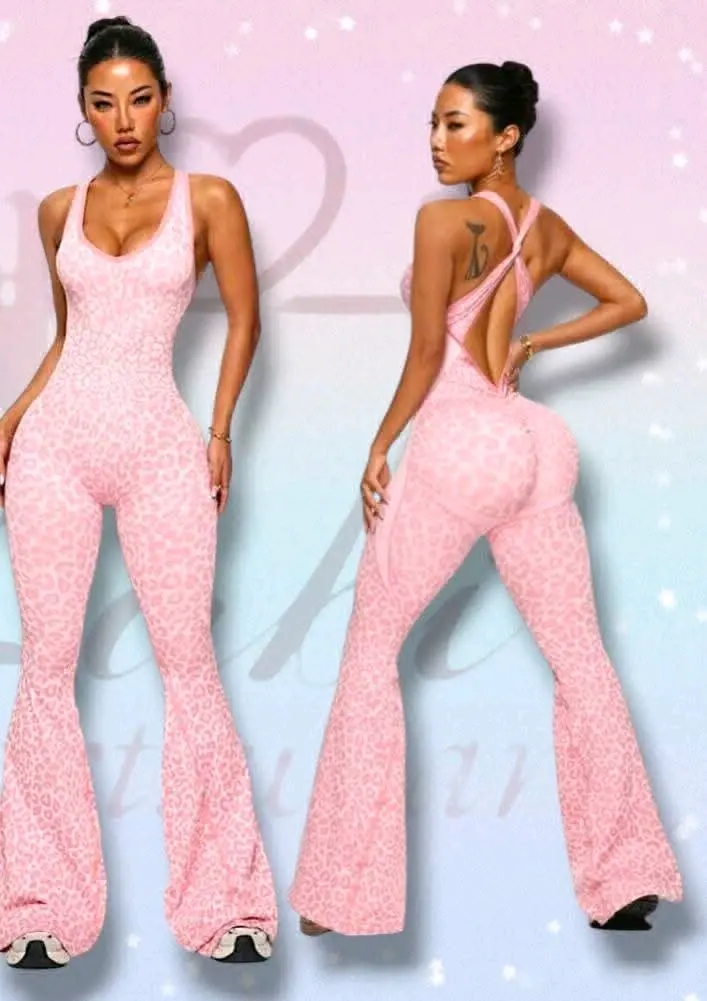 Women's Leopard Print Flared Jumpsuit thumbnail 5