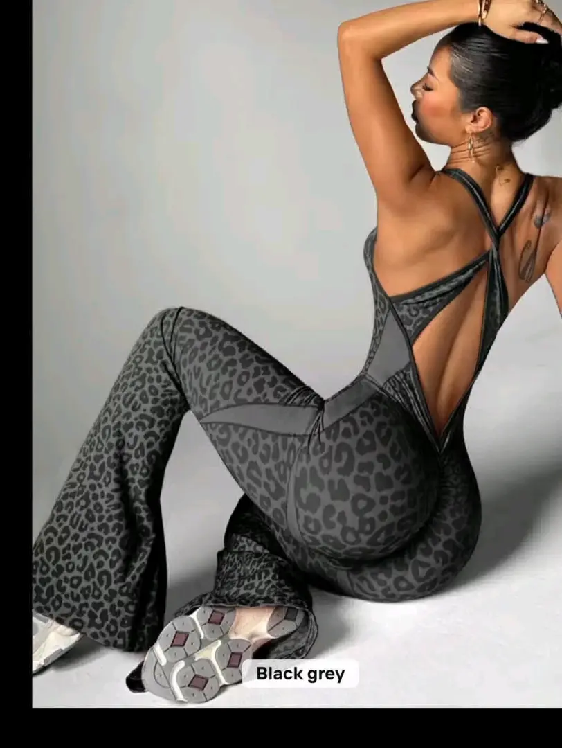 Women's Leopard Print Flared Jumpsuit thumbnail 6