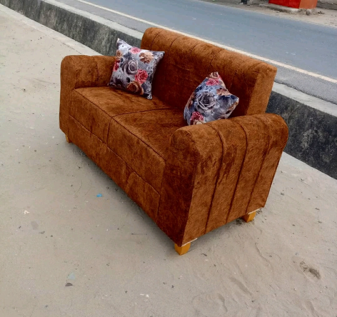 New Two-Seater Brown Sofa