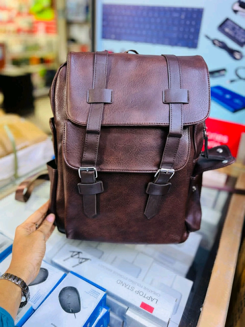 New Pure Leather Laptop and Camera Backpack thumbnail 2