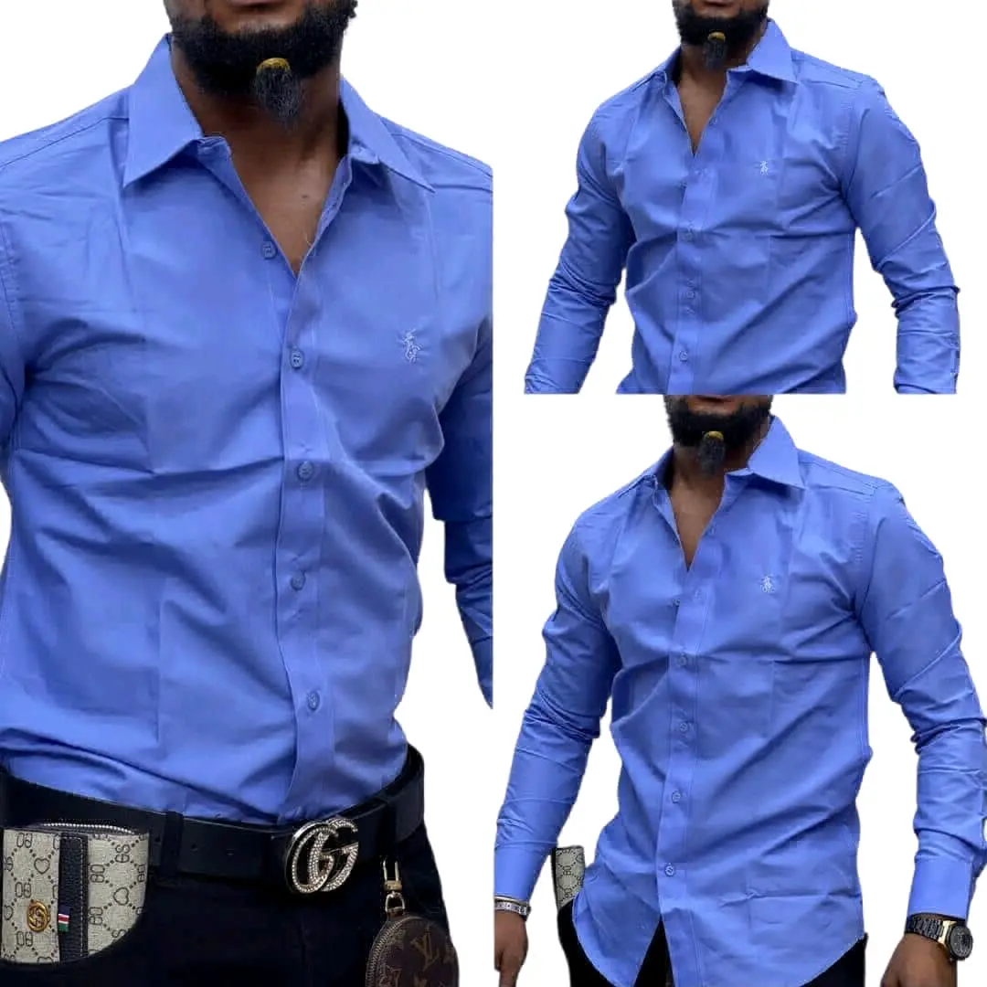 Mens Long Sleeve Plain Shirt thumbnail 2