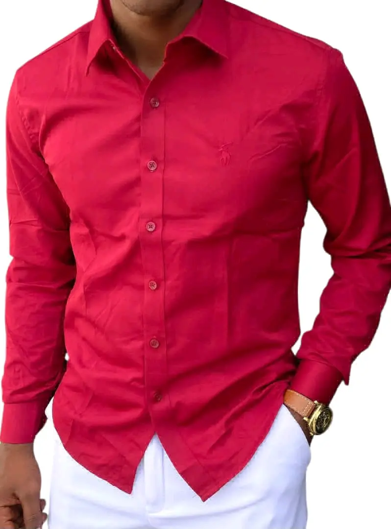 Mens Long Sleeve Plain Shirt thumbnail 4
