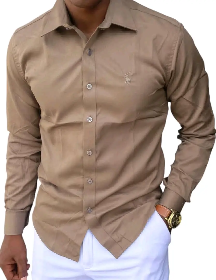 Mens Long Sleeve Plain Shirt thumbnail 6