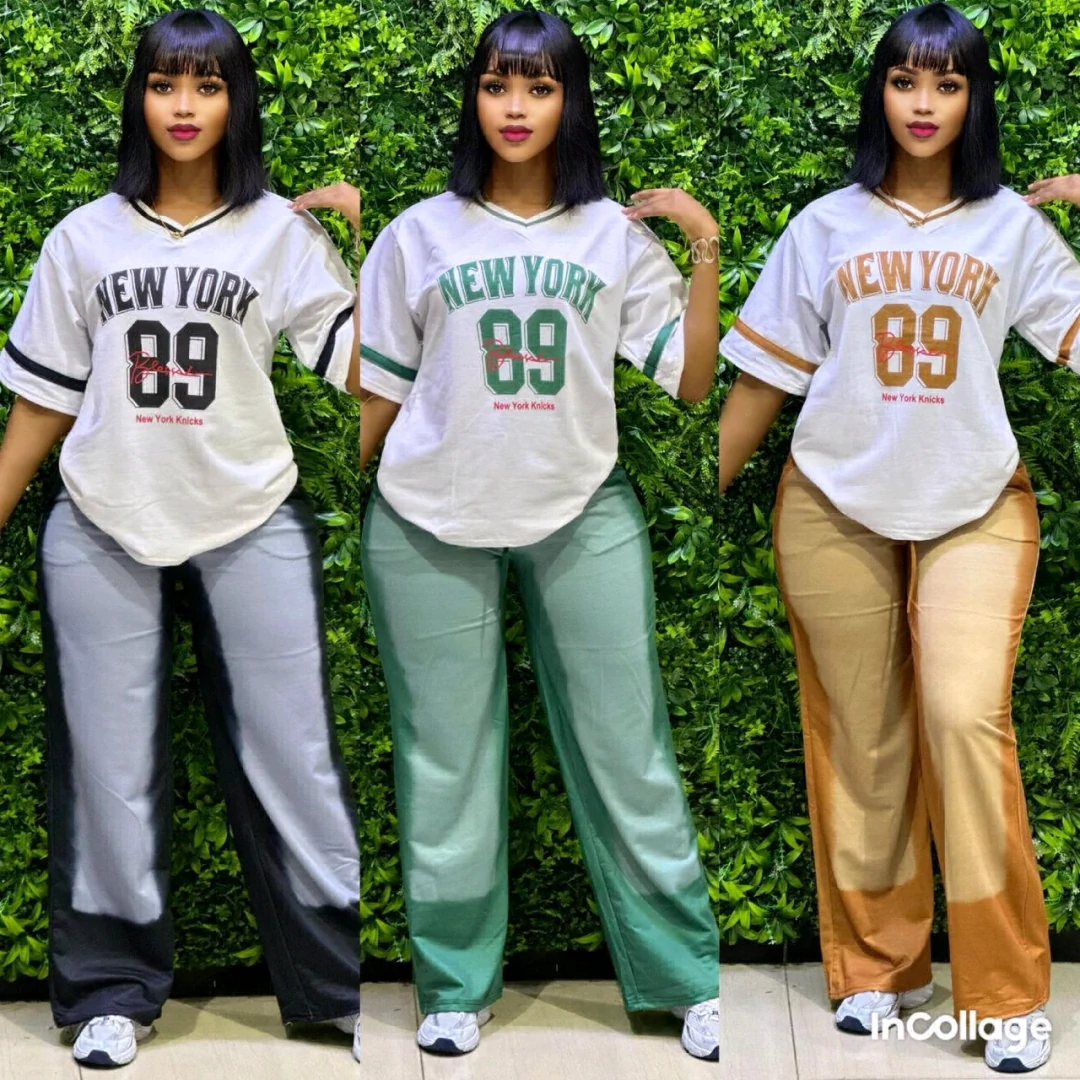 2PCs Set Brad New York T-shirt & Wide Trousers