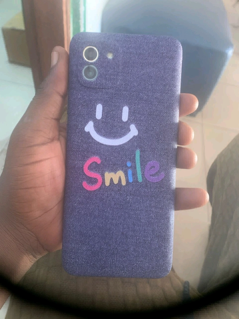 Samsung A03 Smartphone with Purple Case