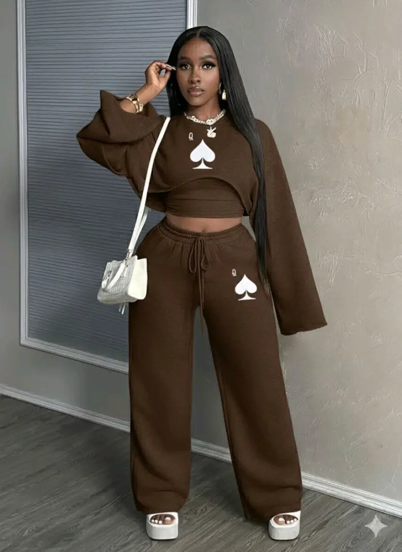 Three-Piece Tracksuit Set (Crop Top & Pants) thumbnail 2