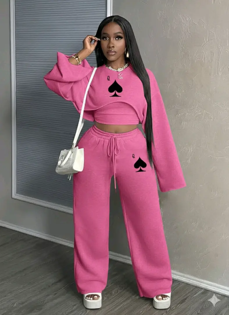 Three-Piece Tracksuit Set (Crop Top & Pants) thumbnail 4