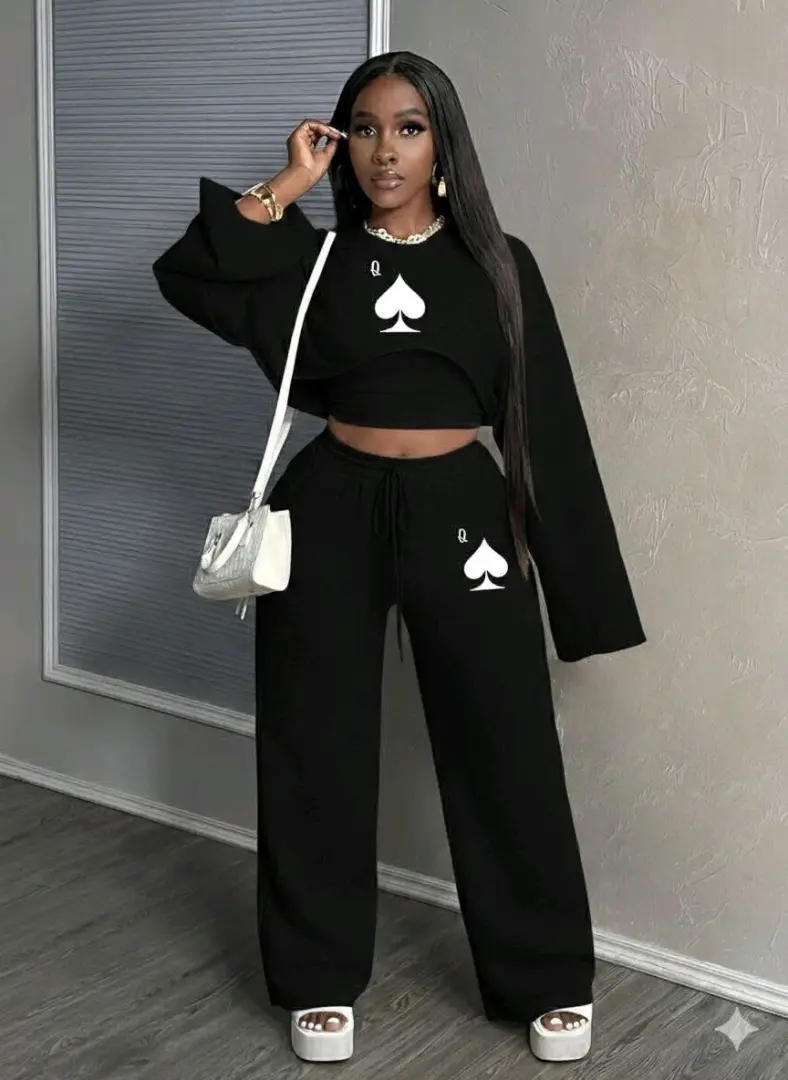 Three-Piece Tracksuit Set (Crop Top & Pants) thumbnail 5