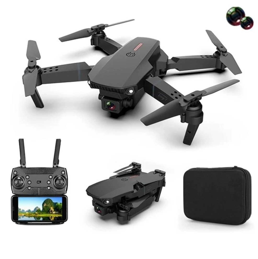 Black Foldable Quadcopter Drone with Camera and Case
