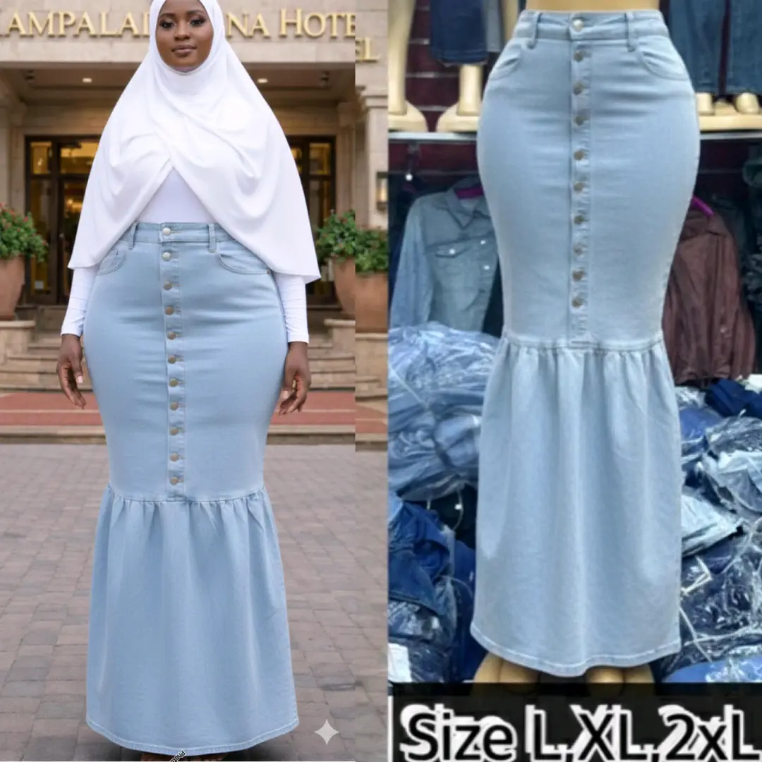 Long Blue Denim Skirt thumbnail 5