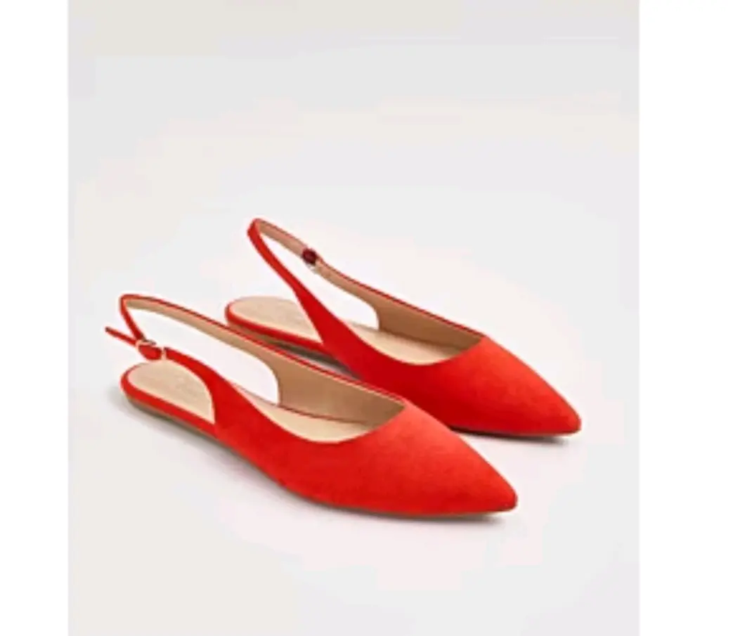 Red Pointed-Toe Slingback Flats