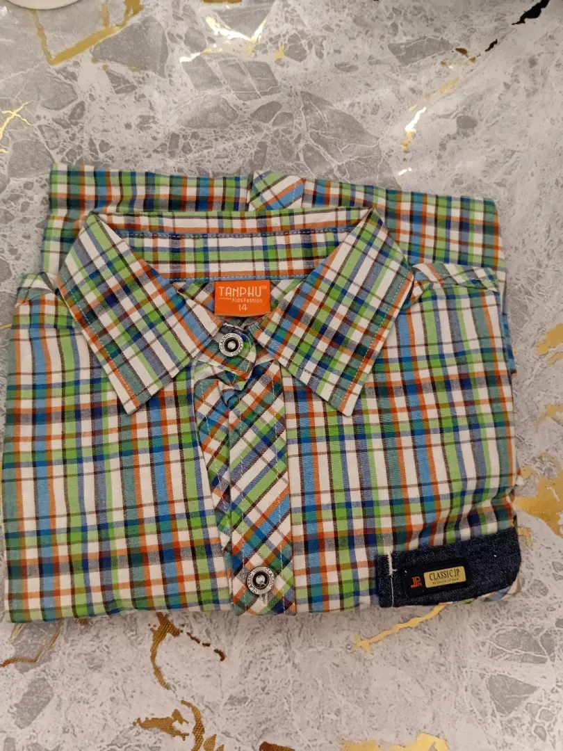 New Kids' Plaid Button-Down Shirt - Imported