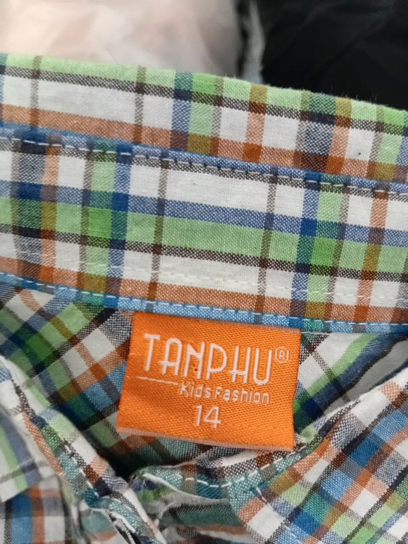 New Kids' Plaid Button-Down Shirt - Imported thumbnail 3
