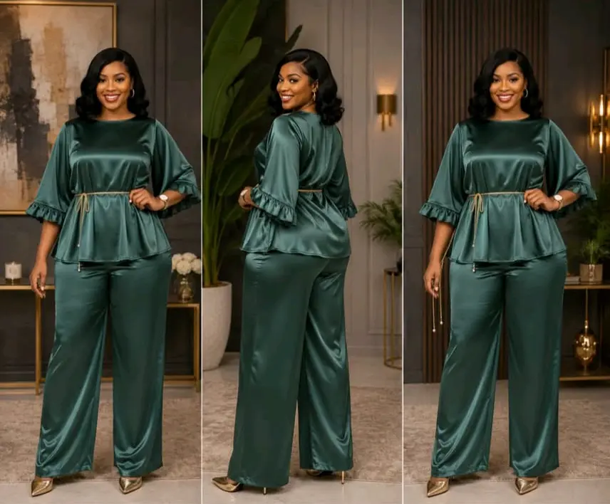 Satin Two-Piece Set (Top & Trousers) thumbnail 4