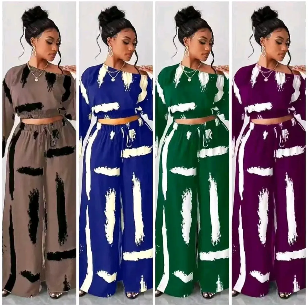 Two-Piece Crop Top & Wide-Leg Trousers