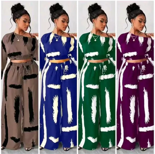 Two-Piece Crop Top & Wide-Leg Trousers