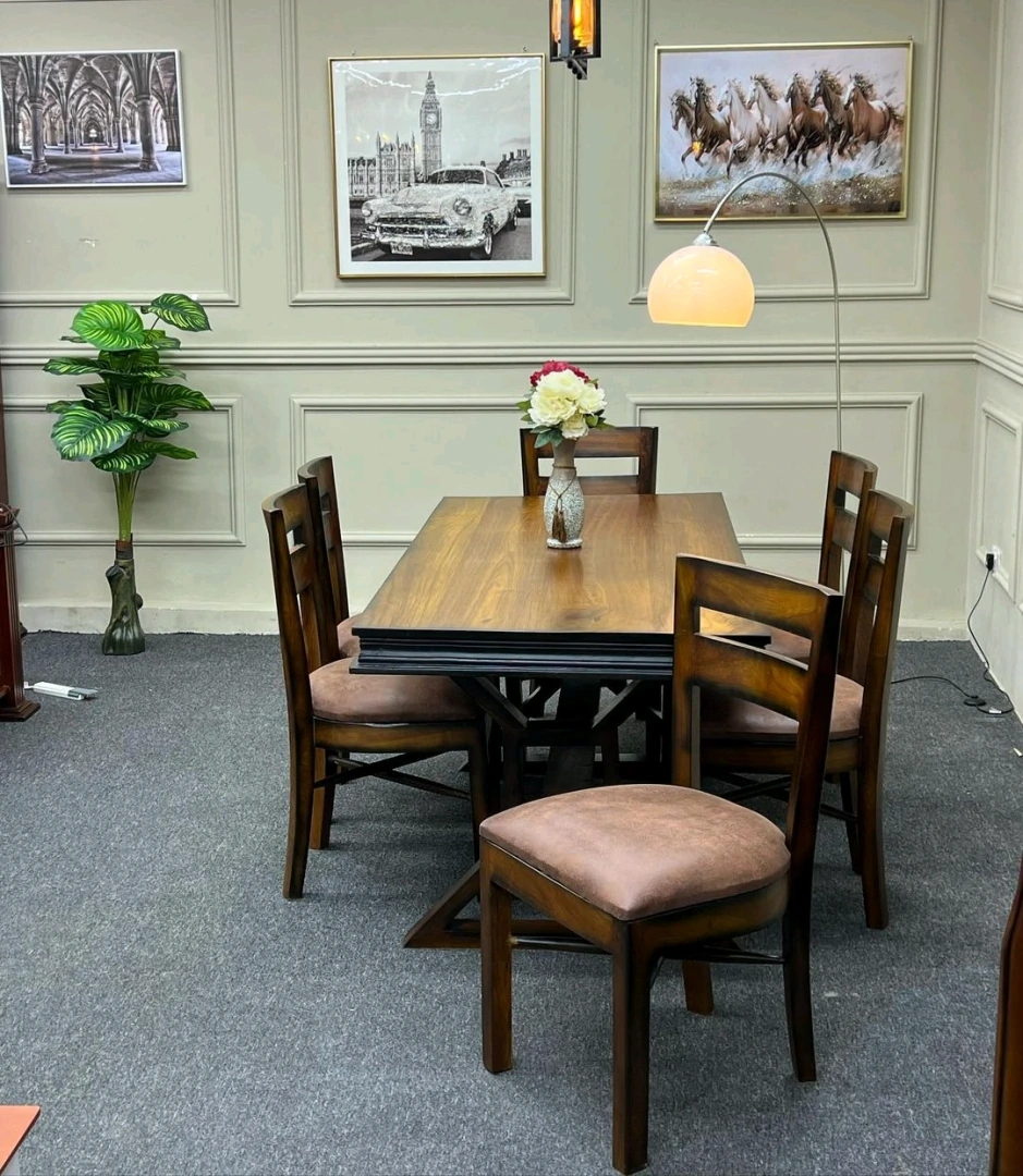 Wooden Dining Table Set with 6 Chairs thumbnail 2