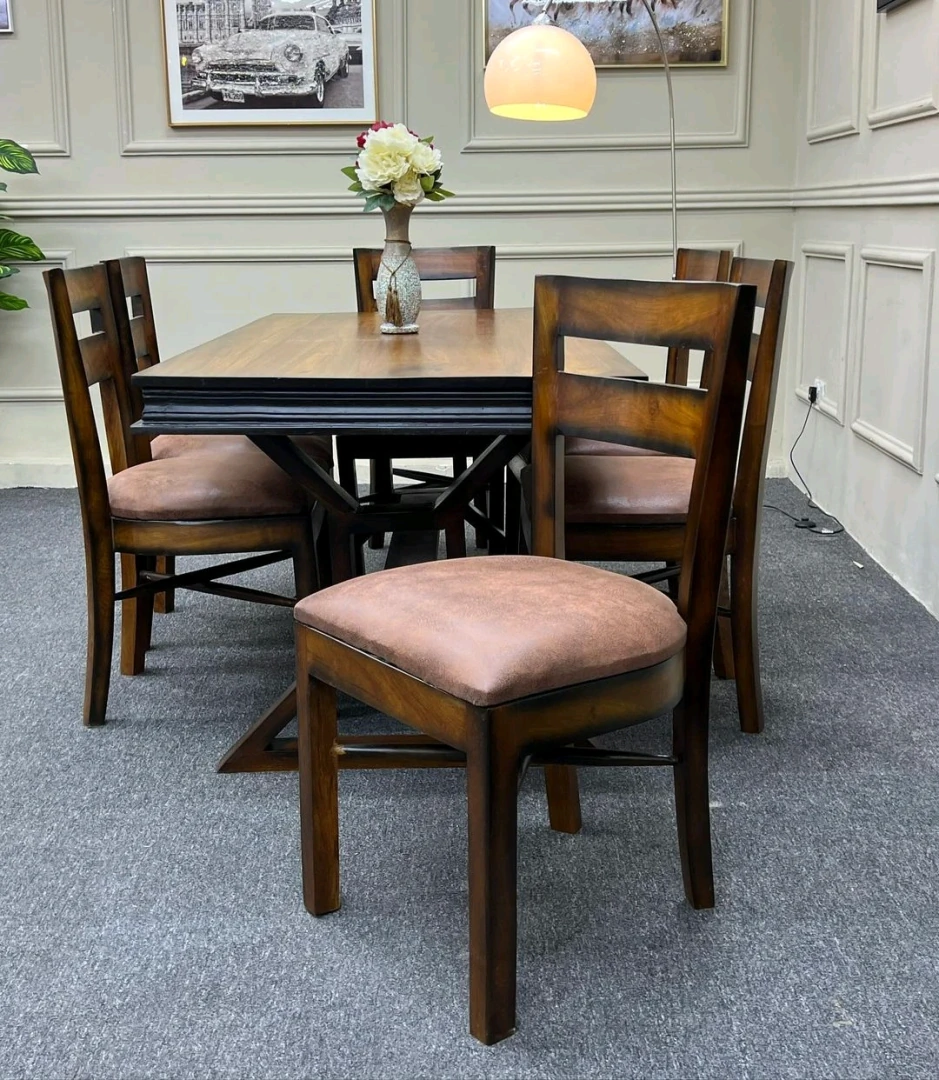 Wooden Dining Table Set with 6 Chairs thumbnail 4