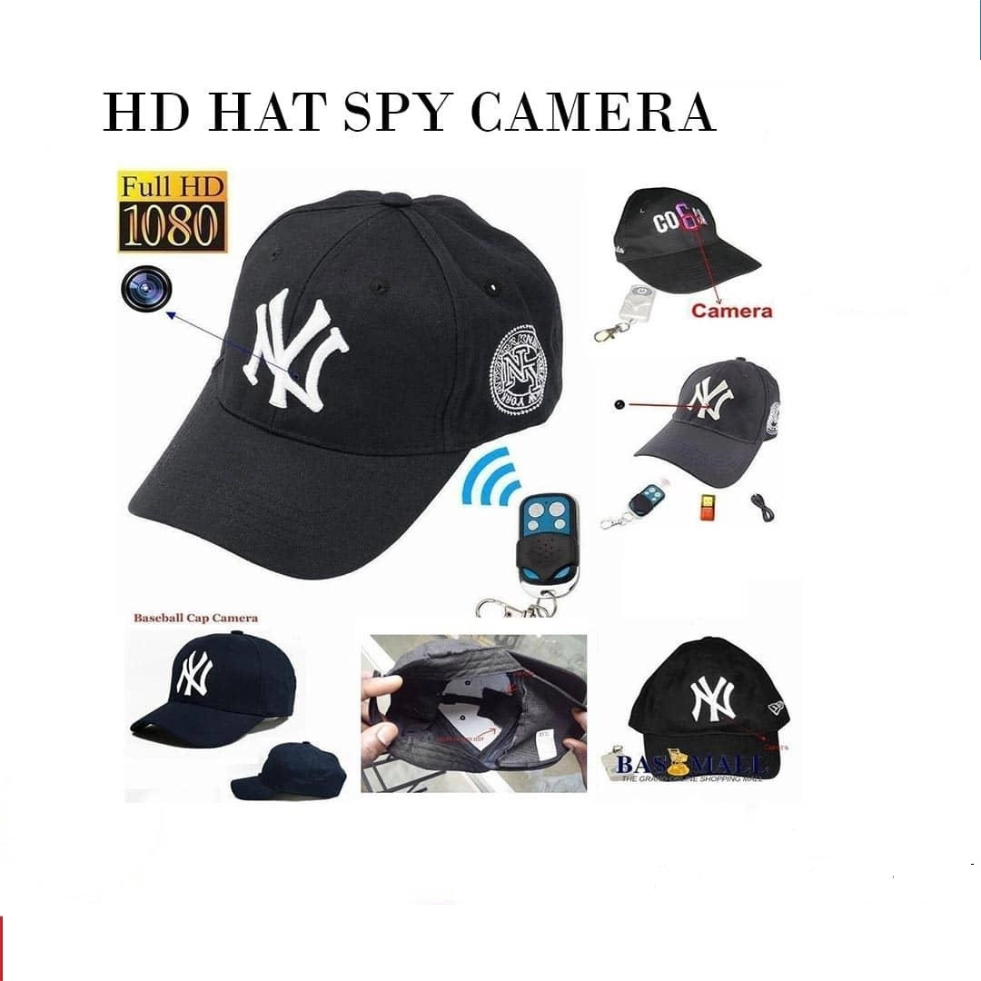 Black NY Cap Hidden Spy Camera 1080p HD
