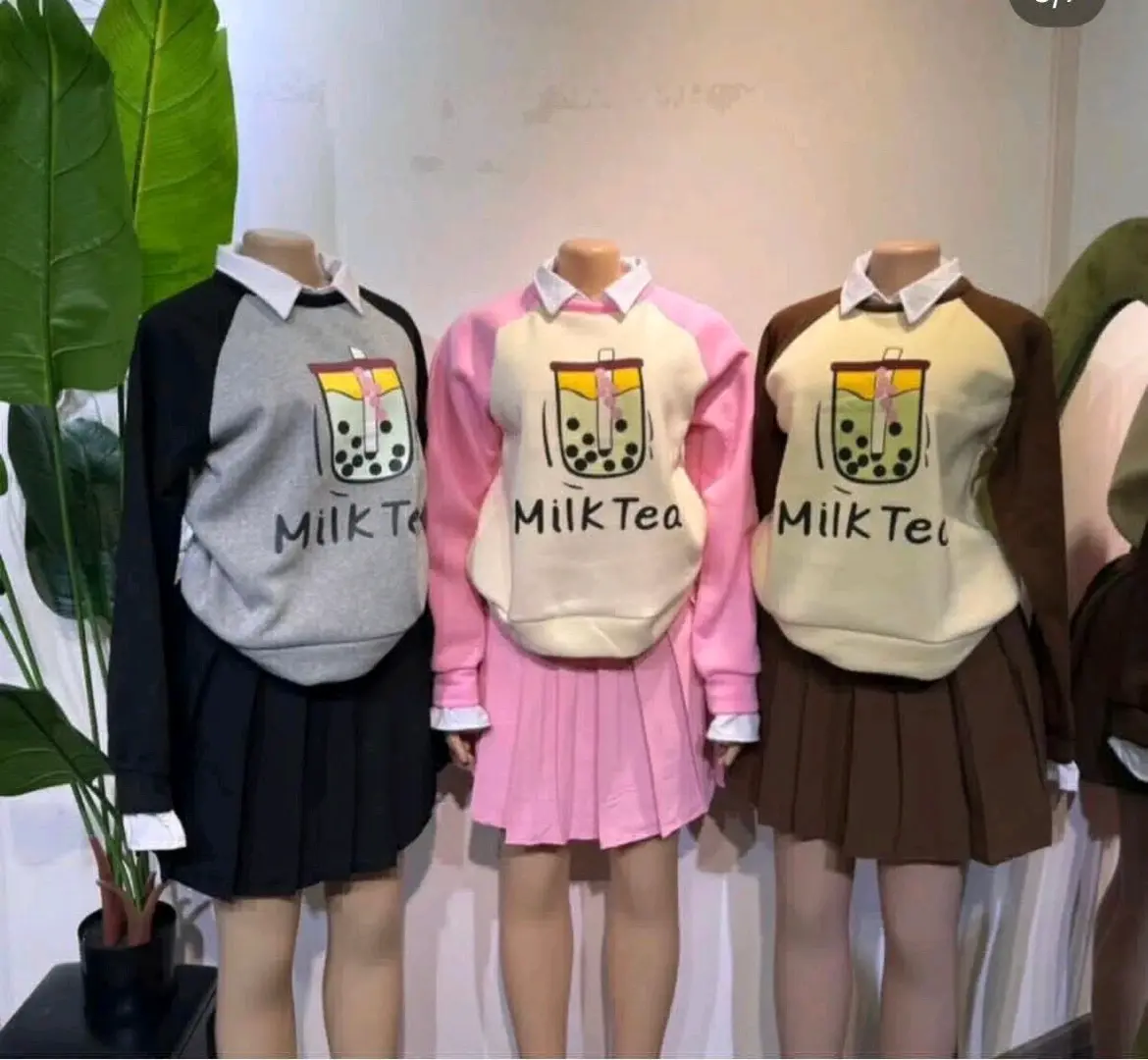 Seti ya Vipande Viwili (Sweatshirt na Sketi) ya Maziwa Chai