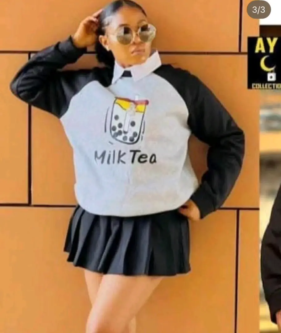 Seti ya Vipande Viwili (Sweatshirt na Sketi) ya Maziwa Chai thumbnail 3