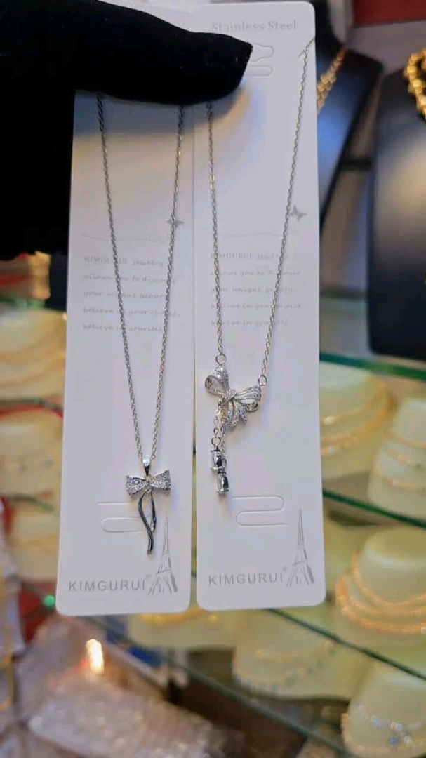 Silver Stainless Steel Bow Necklaces