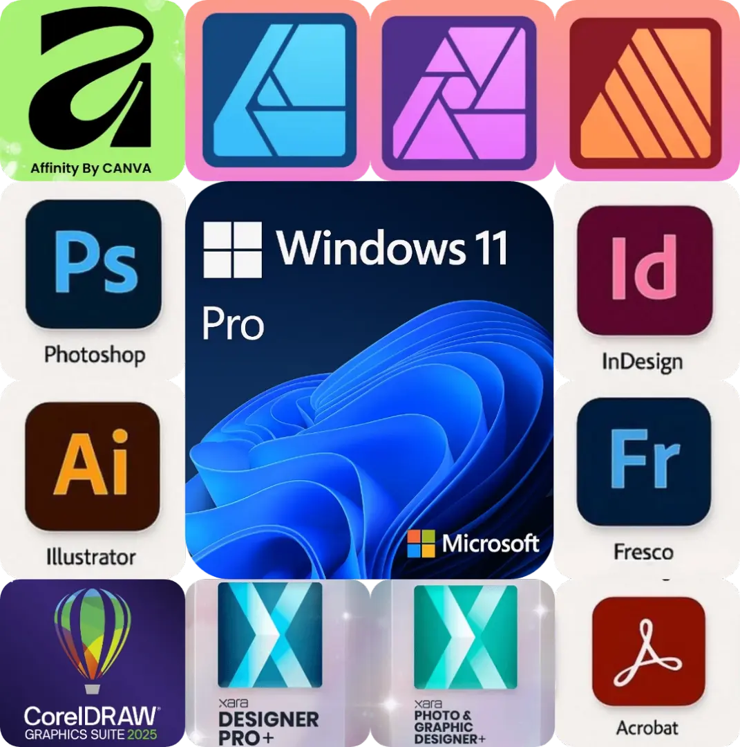 Windows 11 Pro + Graphics Design Softwares ( Installation )