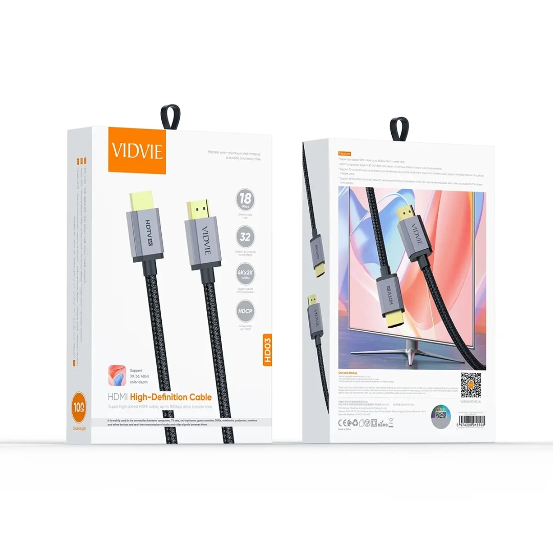 VIDVIE HD03 High-Speed HDMI Cable 1-Meter 4K