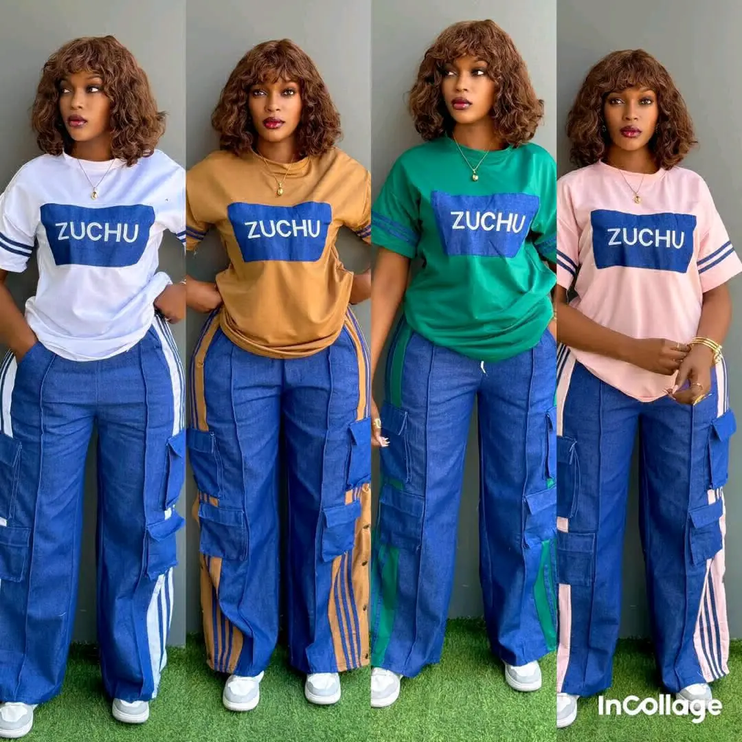 ZUCHU Two-Piece Tracksuit (T-shirt & Cargo Trousers)