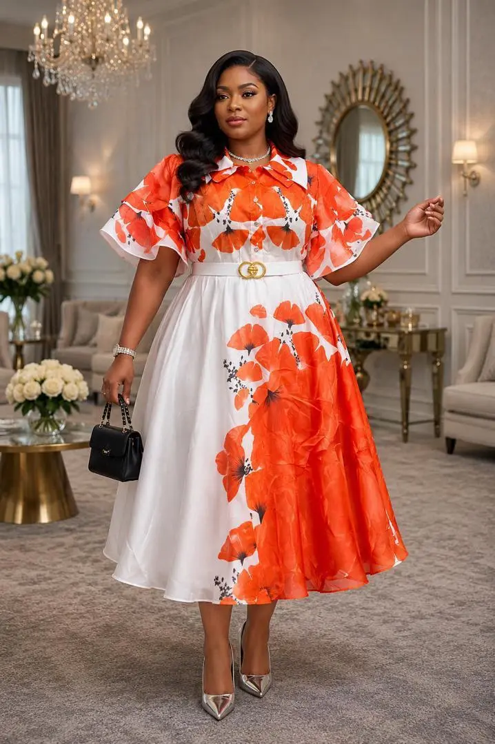 Floral Organza Midi Dresses thumbnail 2