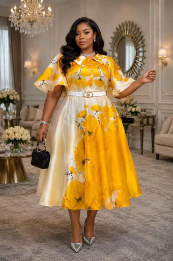 Floral Organza Midi Dresses