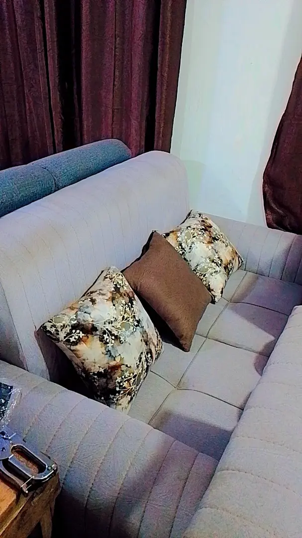 Modern Light Gray Sofa with Gold Accents thumbnail 2